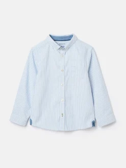 Boys' Oxford Blue Long Sleeve Striped Oxford Shirt