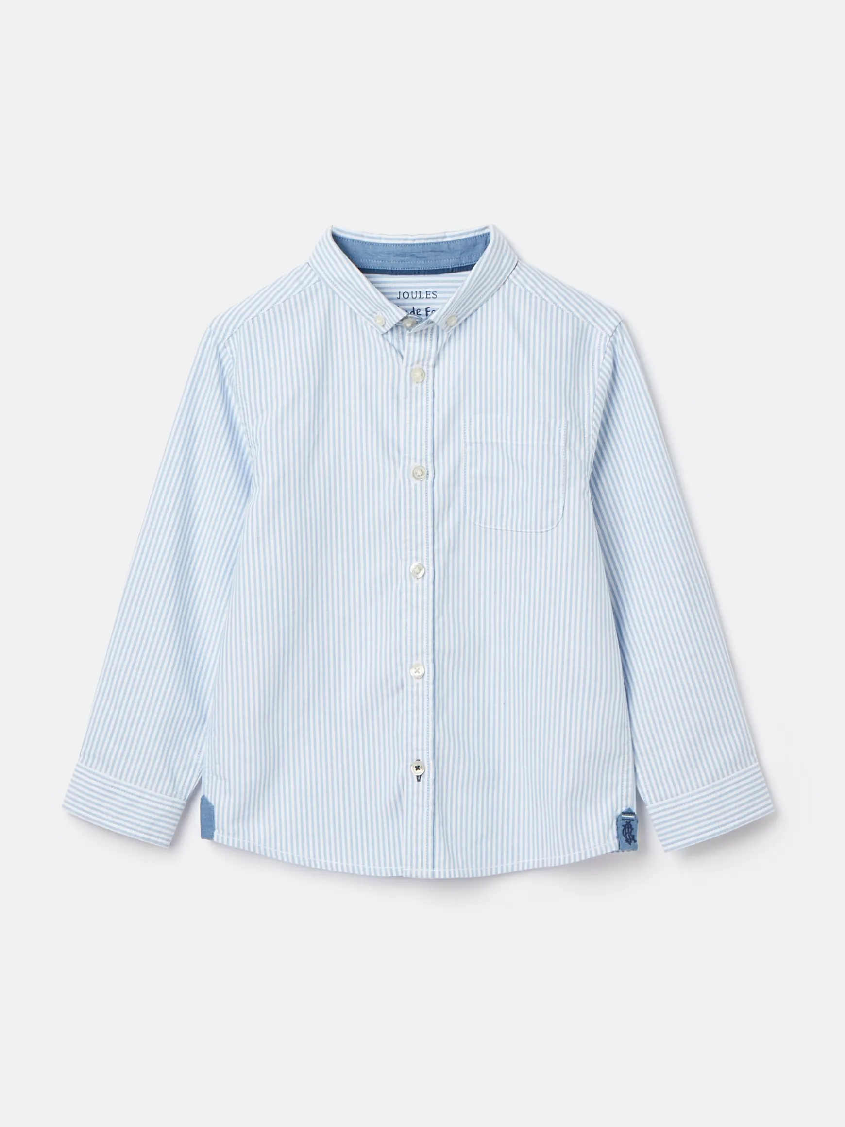 Boys' Oxford Blue Long Sleeve Striped Oxford Shirt