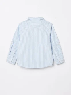 Boys' Oxford Blue Long Sleeve Striped Oxford Shirt