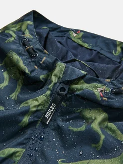 Boys' Rainwell Navy Dinosaur Waterproof Raincoat With Hood