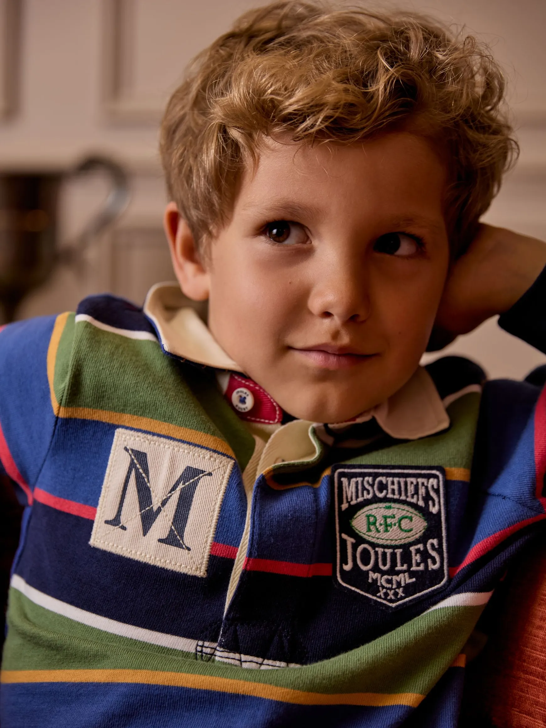 Boys' Tournament Multi Stripe Rugby Shirt