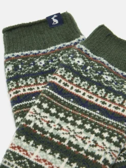 Boys' Wader Green Fair Isle Welly Socks