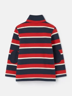 Boys' Winter Dale Red/Navy Quarter Zip Sweatshirt with Fleece Lining