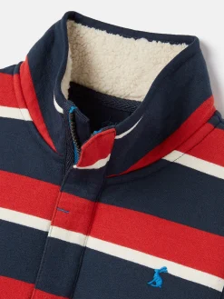 Boys' Winter Dale Red/Navy Quarter Zip Sweatshirt with Fleece Lining