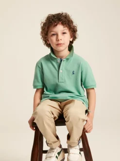 Boys' Woody Green Pique Cotton Polo Shirt