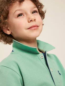 Boys' Woody Green Pique Cotton Polo Shirt