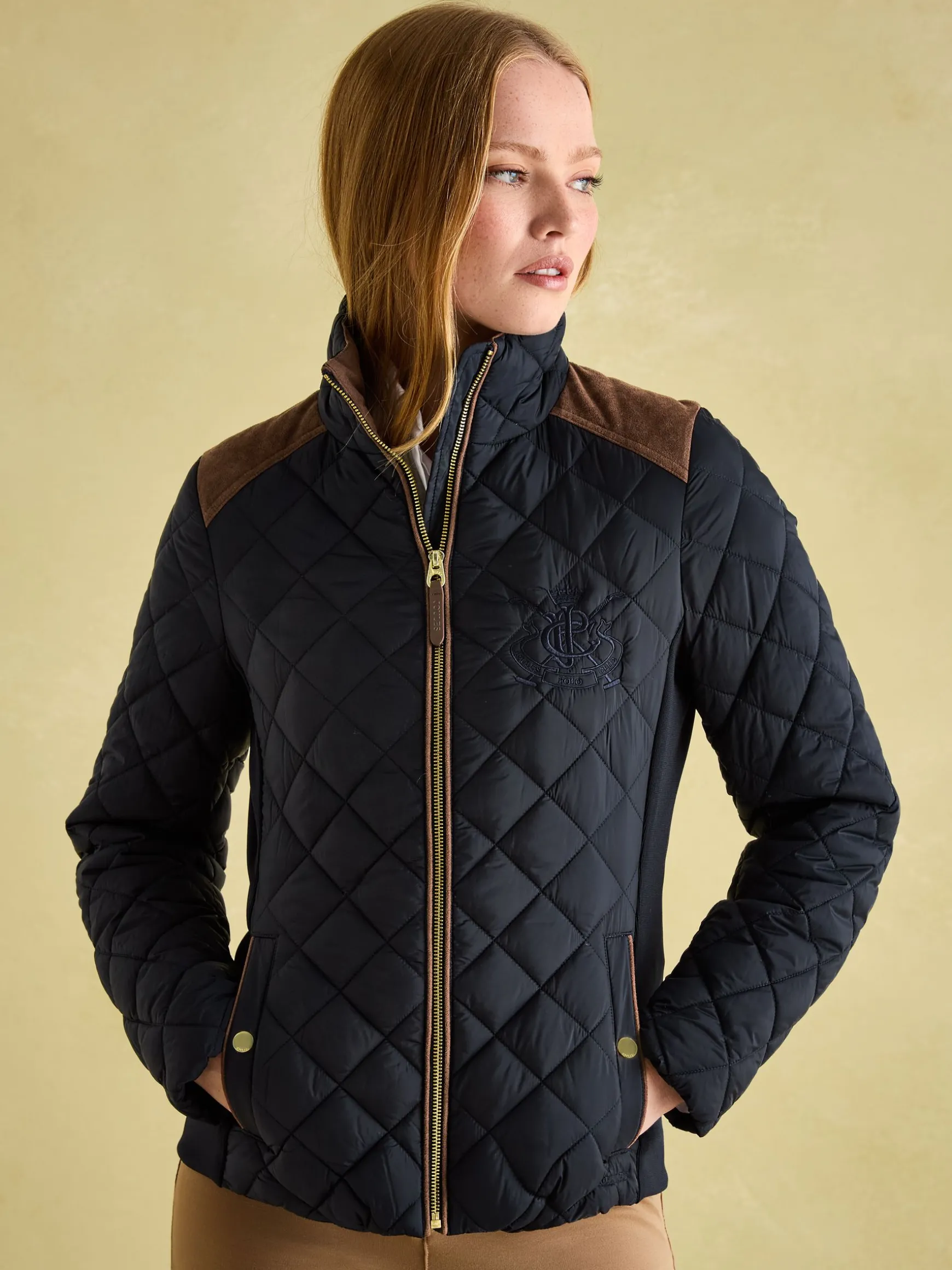 Braemar Luxe Navy Showerproof Diamond Quilted Coat