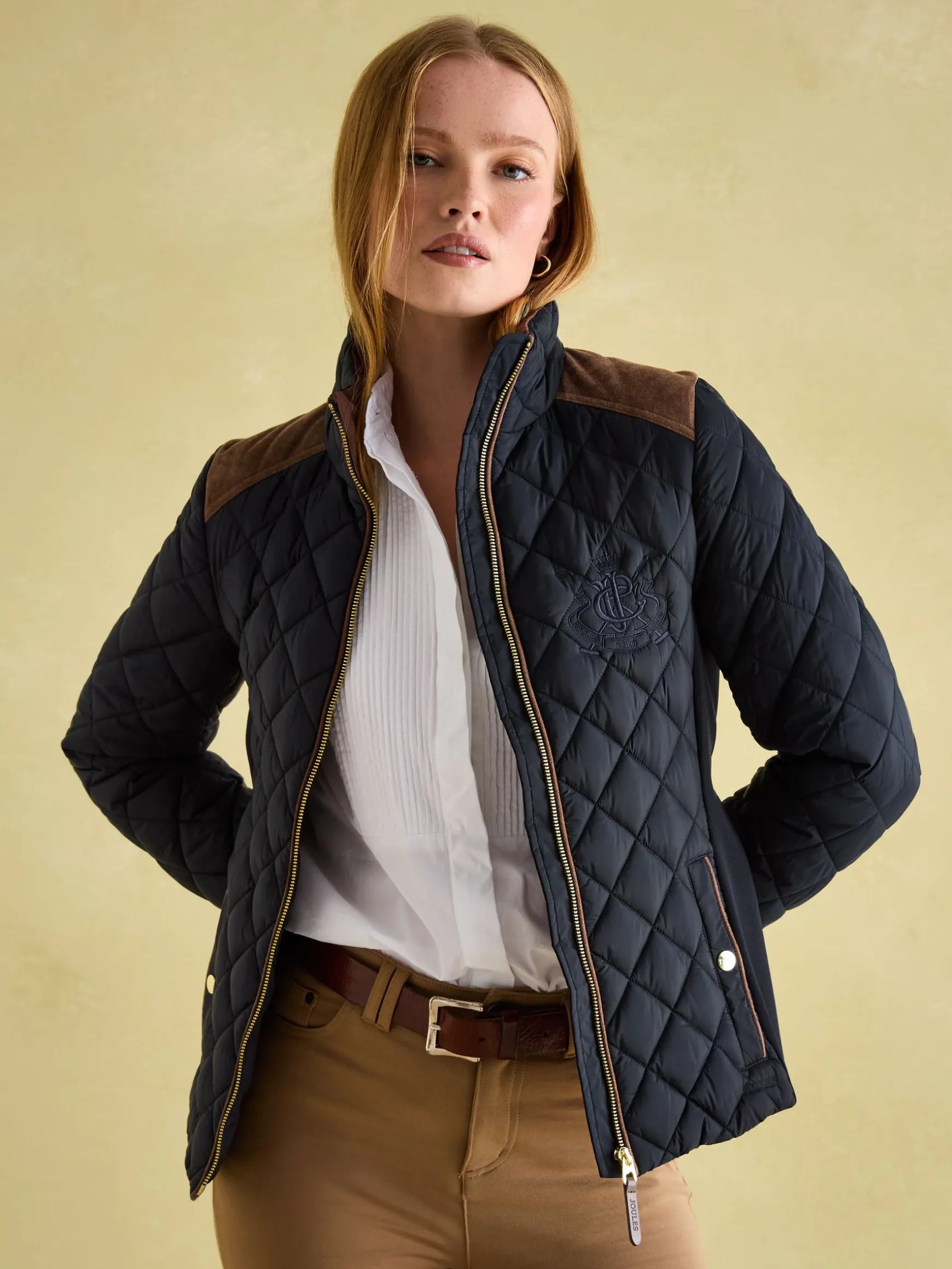 Braemar Luxe Navy Showerproof Diamond Quilted Coat