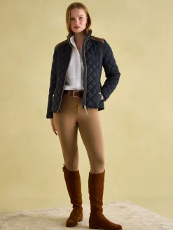 Braemar Luxe Navy Showerproof Diamond Quilted Coat