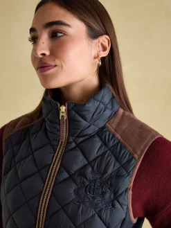 Braemar Luxe Navy Showerproof Diamond Quilted Gilet