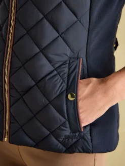 Braemar Luxe Navy Showerproof Diamond Quilted Gilet