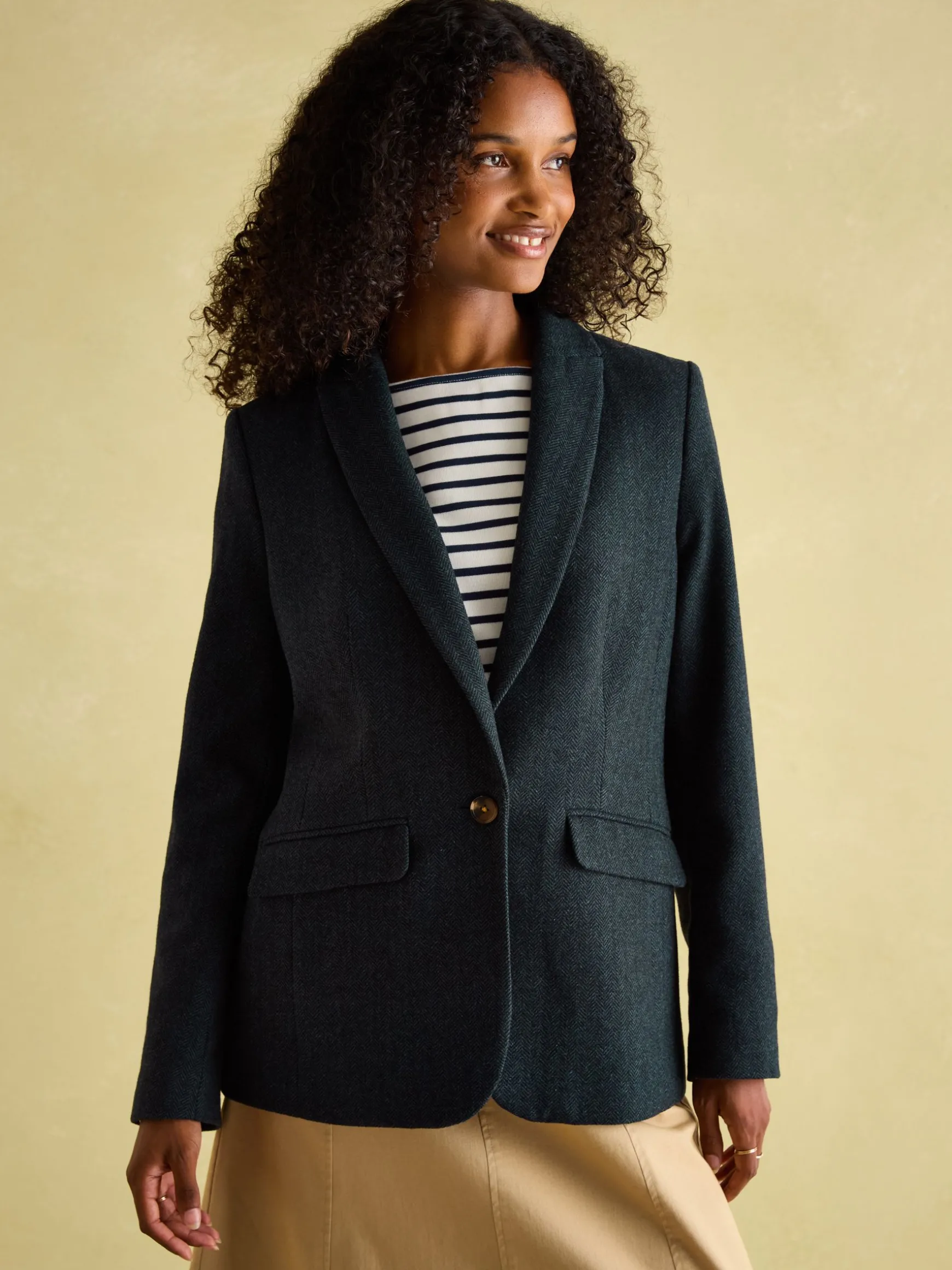 Bramble Navy Blue Tweed Blazer