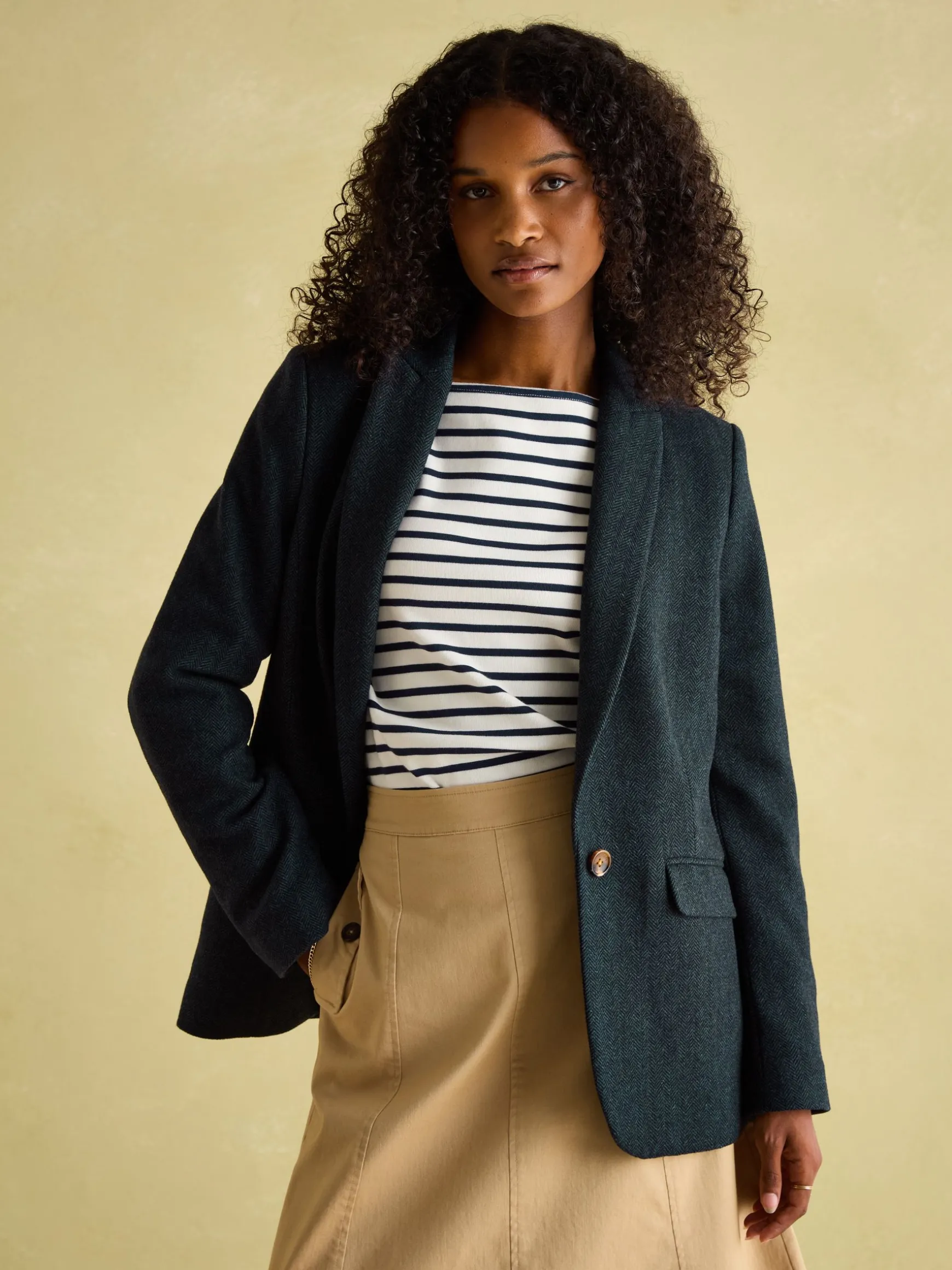 Bramble Navy Blue Tweed Blazer