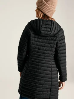 Bramley Black Showerproof Long Packable Padded Coat