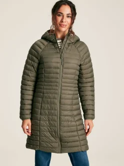 Bramley Khaki Green Showerproof Long Packable Padded Coat