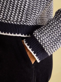 Bridget Navy Button Through Textured Cardigan