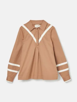 Brinley Tan Brown Cotton Deck Shirt