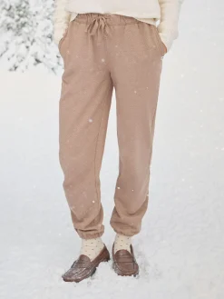 Brown Herringbone Jersey Slim Leg Joggers