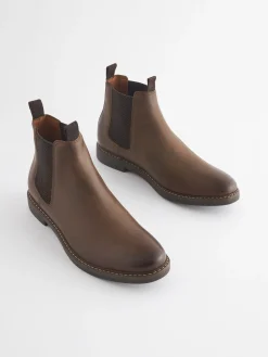 Brown Leather Chelsea Boots