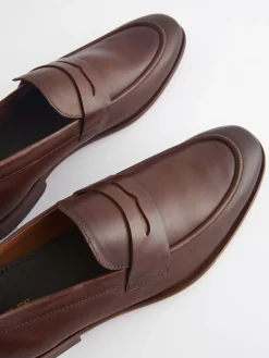 Brown Leather Penny Loafers