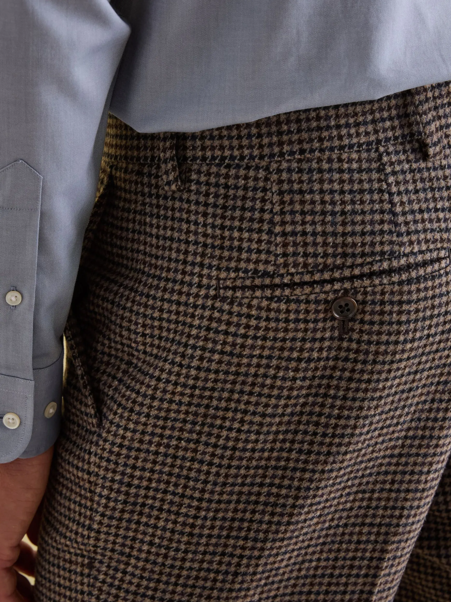 Brown Slim Fit Dogtooth Texture Suit Trousers