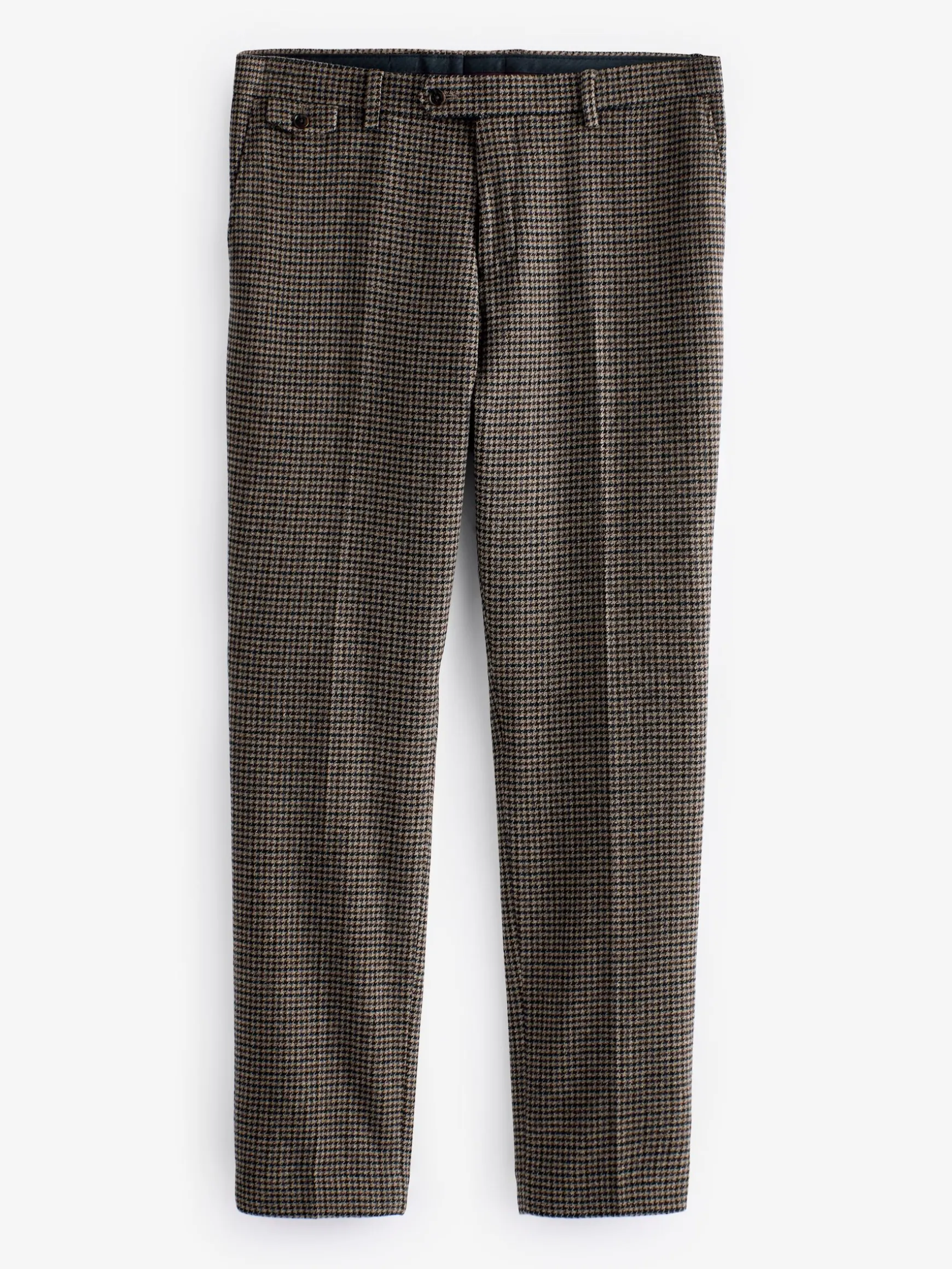 Brown Slim Fit Dogtooth Texture Suit Trousers