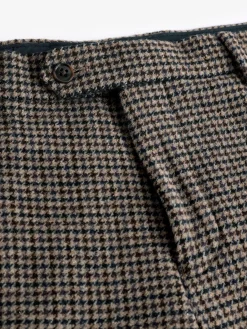 Brown Slim Fit Dogtooth Texture Suit Trousers