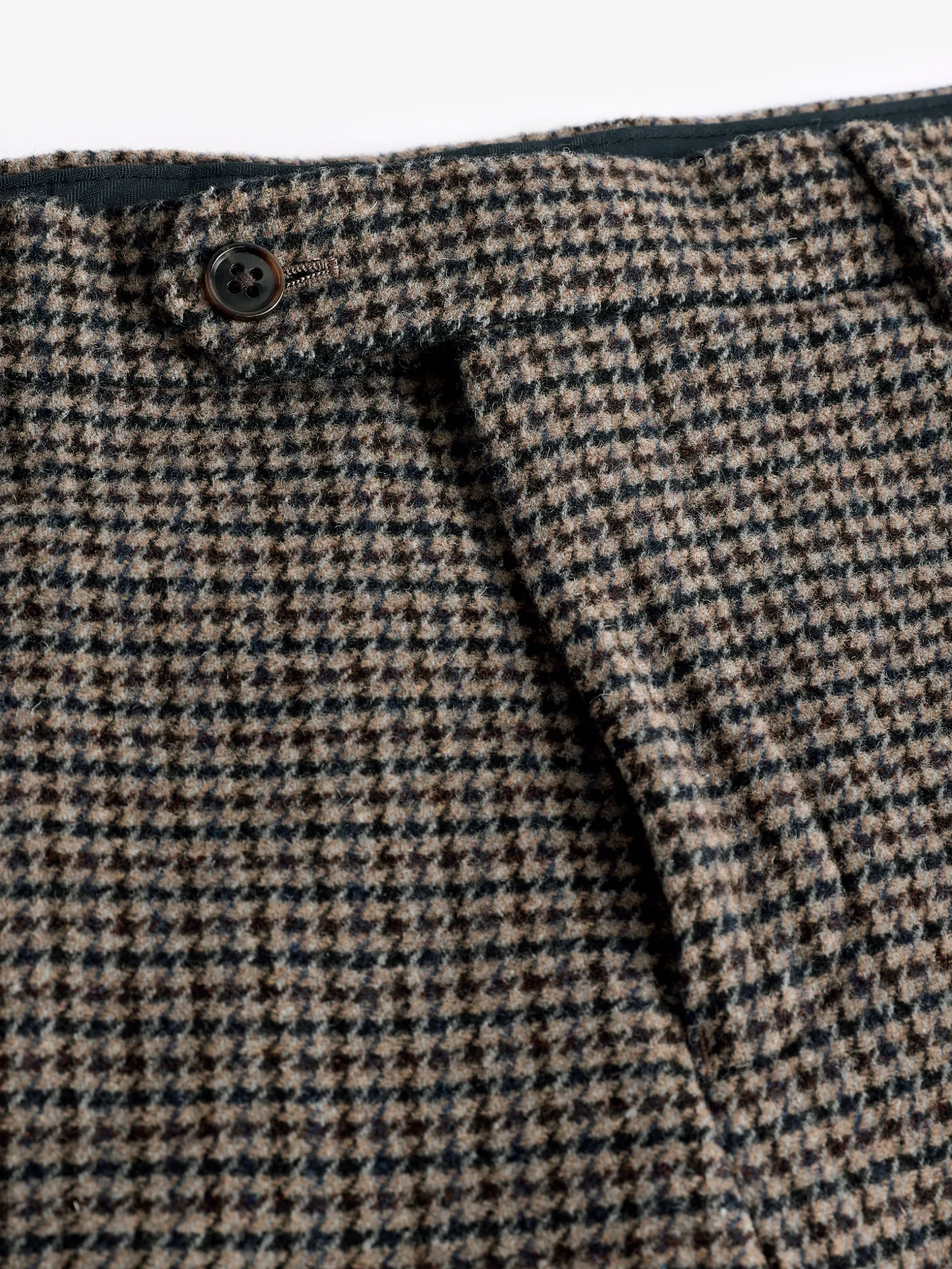 Brown Slim Fit Dogtooth Texture Suit Trousers