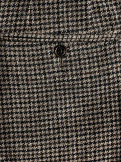 Brown Slim Fit Dogtooth Texture Suit Trousers