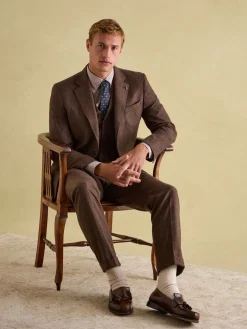 Brown Slim Fit Texture Suit Jacket