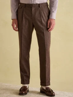 Brown Slim Fit Texture Suit Trousers