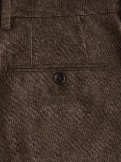 Brown Slim Fit Texture Suit Trousers