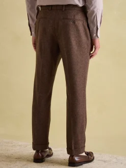 Brown Slim Fit Texture Suit Trousers