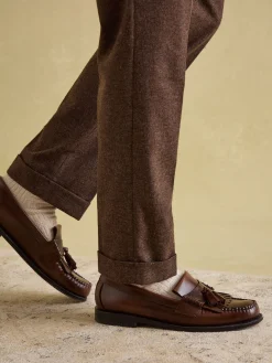 Brown Slim Fit Texture Suit Trousers