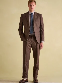 Brown Slim Fit Texture Suit Trousers