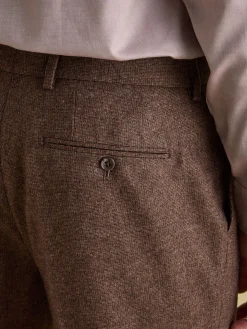 Brown Slim Fit Texture Suit Trousers