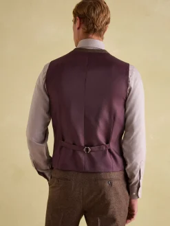 Brown Slim Fit Texture Suit Waistcoat