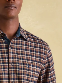 Buchanan Brown & Navy Soft Brushed Cotton Check Shirt