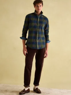 Buchanan Green Soft Brushed Cotton Check Shirt