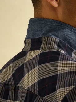 Buchanan Navy Blue Soft Brushed Cotton Check Shirt