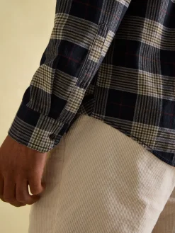 Buchanan Navy Blue Soft Brushed Cotton Check Shirt