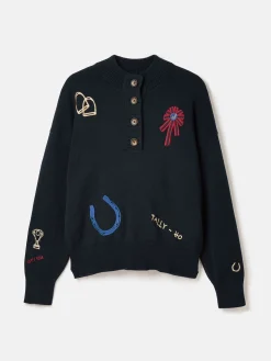 Buckley Navy Horse Embroidered Jumper