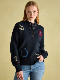 Buckley Navy Horse Embroidered Jumper