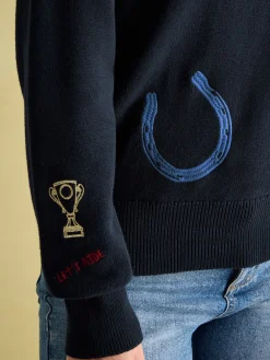 Buckley Navy Horse Embroidered Jumper