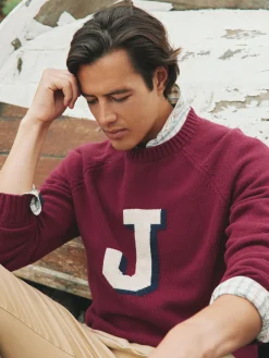 Burgundy 'J' Crew Neck Jumper