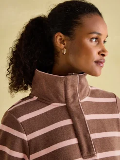 Burnham Chocolate Brown pink Funnel Neck Quarter Zip Sweatshirt