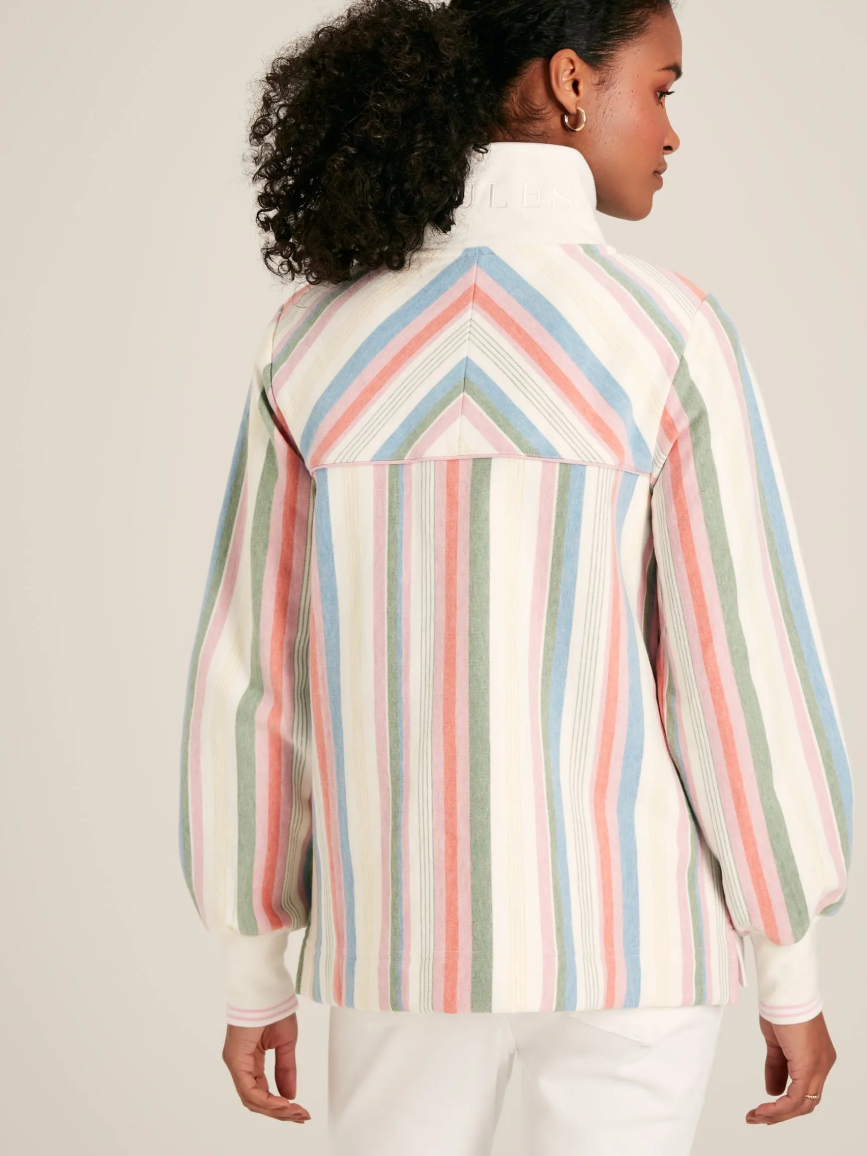 Burnham Multi Stripe Funnel Neck Quarter Zip Sweatshirt
