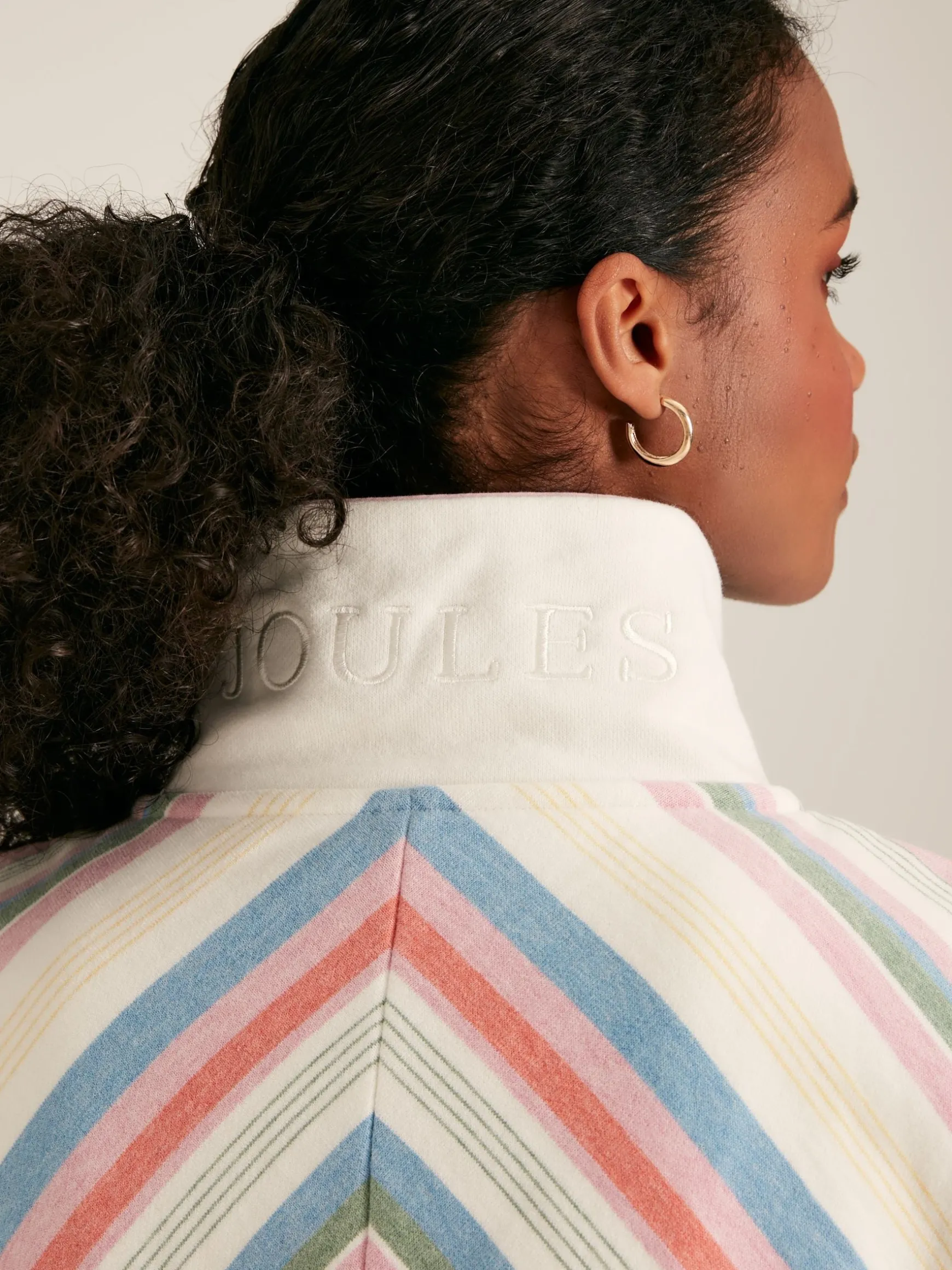 Burnham Multi Stripe Funnel Neck Quarter Zip Sweatshirt