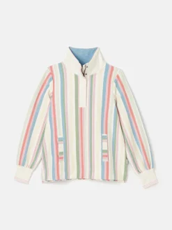 Burnham Multi Stripe Funnel Neck Quarter Zip Sweatshirt