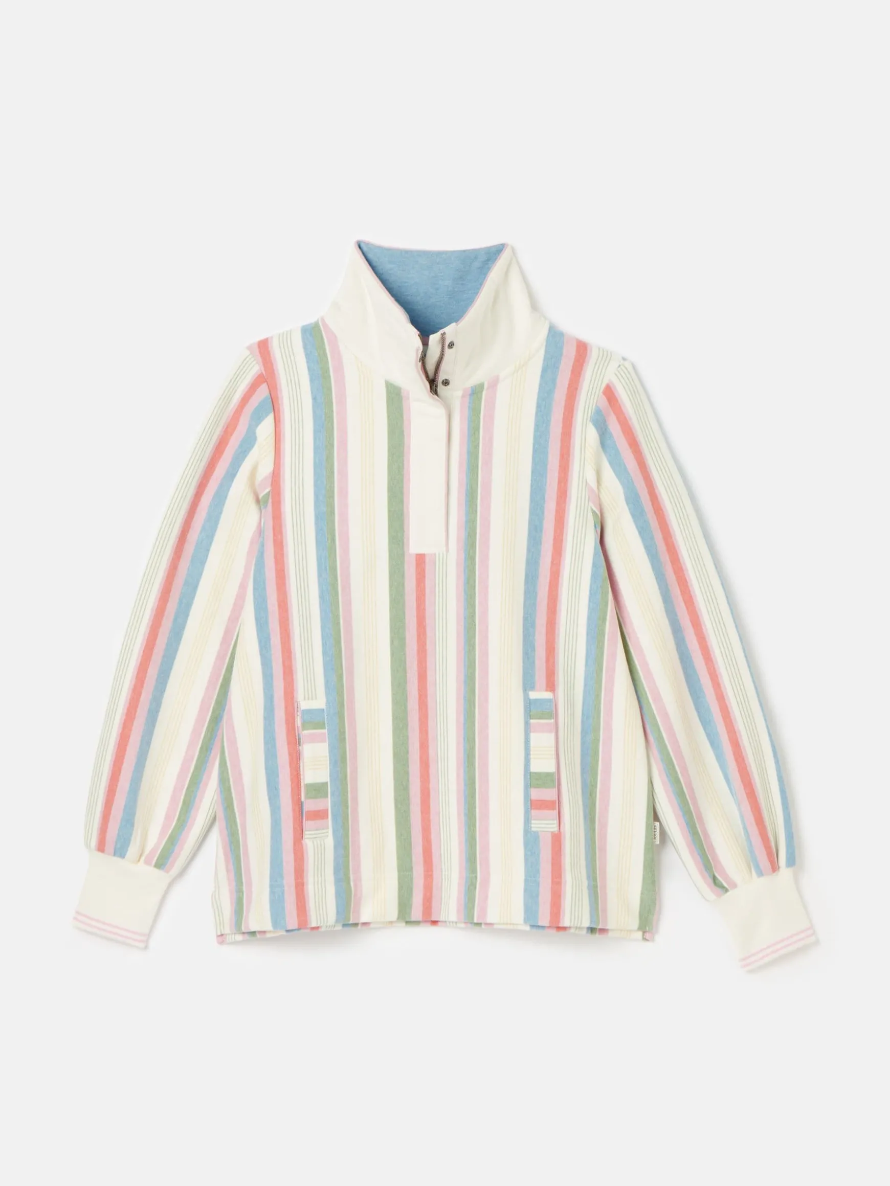 Burnham Multi Stripe Funnel Neck Quarter Zip Sweatshirt